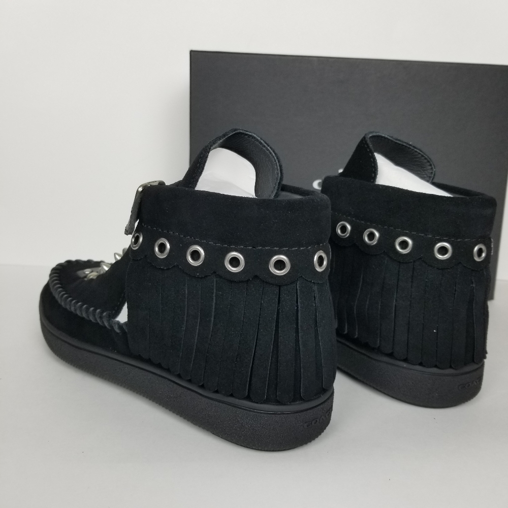Coach Roccasin, black suede studded ankle moccasin - Picture 4 of 6